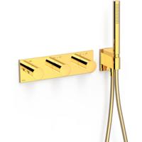 Douchekraan Tres B-System | Inbouw | Thermostaatkraan | Excl.Inbouwdeel | 4-weg | Rechthoek | 24k Goud glans