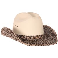 Cowboy/western verkleed hoed - beige -luipaard look - voor volwassenen   -