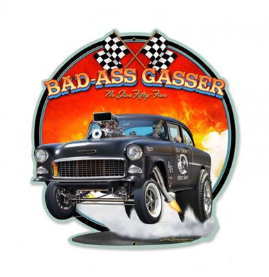 Bad-Ass Gasser No Live Fifty-Five Zwaar Metalen Bord Bad-Ass Gasser No Live Fifty-Five Zwaar Metalen Bord