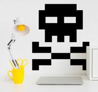 Muursticker schedel pixel stijl