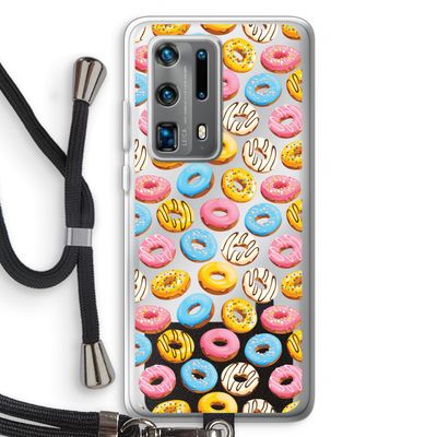 Pink donuts: Huawei P40 Pro Plus Transparant Hoesje met koord