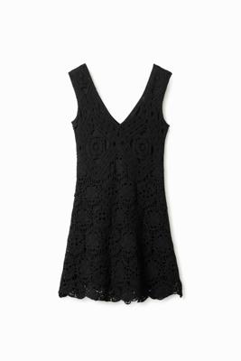 Kort gehaakt jurkje - BLACK - M