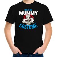 Mummy costume halloween verkleed t-shirt zwart voor kinderen - thumbnail