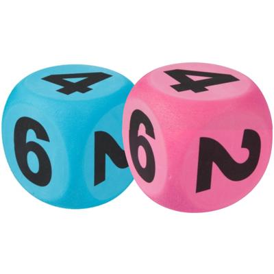 Dobbelsteen XXL - 2x stuks - roze en blauw - 10 cm - EVA schuim - educatief