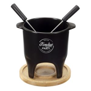 Chocolade of kaas fondue - met 2 vorken - zwart - porselein - voor 2 personen