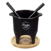Chocolade of kaas fondue - met 2 vorken - zwart - porselein - voor 2 personen