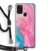 Roze explosie: Samsung Galaxy A21s Transparant Hoesje met koord Roze explosie: Samsung Galaxy A21s Transparant Hoesje met koord