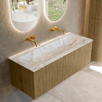Badmeubel Mondiaz Kurve-Dlux | 120 cm cm | Meubelkleur Dusk | Wastafelkleur Glace | Solid surface | Wasbak midden spoelbak | Zonder kraangat(en)