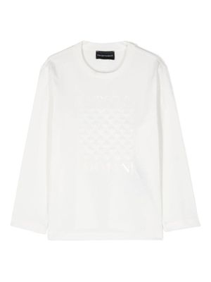 Emporio Armani Kids t-shirt en coton à logo appliqué - Blanc