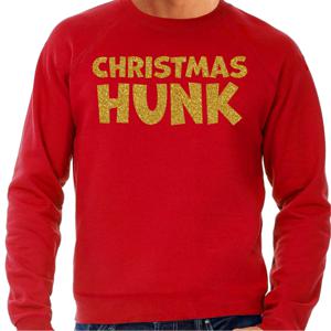 Foute Kersttrui voor heren - Christmas hunk - rood - glitter goud - Kerstfeest