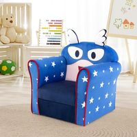 Kinderfauteuil Gestoffeerde Bank met Armleuningen Massief Houten Frame Zacht Velours Oppervlak Bekleding van Badstof met Hoge Dichtheid - thumbnail