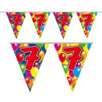 Vlaggenlijn 7 jaar - 10 meter - plastic - leeftijd vlaggetjes - versiering 7e verjaardag