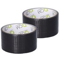 Duct tape - zwart - 2x rol - 48mm x 10m - binnen/buiten