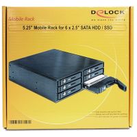 5.25â€³ Mobile Rack for 6 x 2.5â€³ SATA HDD / SSD Wisselframe