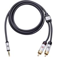 Oehlbach i-Connect J-35/R Cinch / Jackplug Audio Aansluitkabel [2x Cinch-stekker - 1x Jackplug male 3,5 mm] 3.00 m Zwart Vergulde steekcontacten - thumbnail