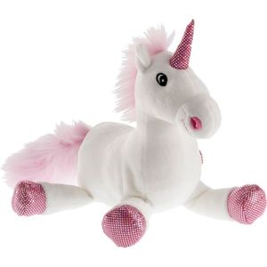 Pluche witte/roze eenhoorn knuffel 38 cm speelgoed