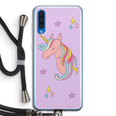 Roze eenhoorn: Samsung Galaxy A50 Transparant Hoesje met koord