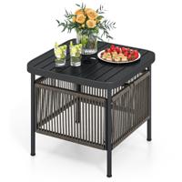 Bijzettafel Outdoor Weerbestendig Rattan Tuin Tafel met Parasolgat Kleine Balkon tafel Koffietafel voor Tuin 56 x 56 x 49 cm