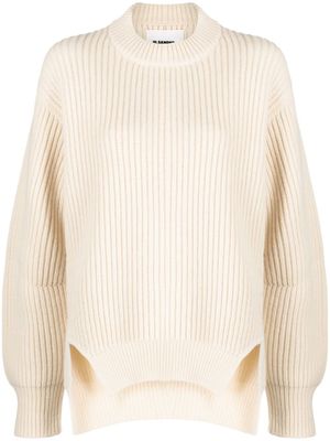 Jil Sander pull en maille nervurée à manches longues - Tons neutres