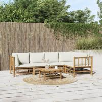 6-delige Loungeset met kussens bamboe crèmewit