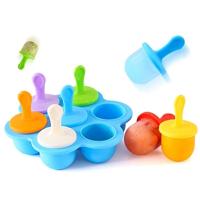 Siliconen mini Ice Pops schimmel Ice Cream Ball lolly Maker popsicle mallen Baby DIY voedings supplement tool (blauw)