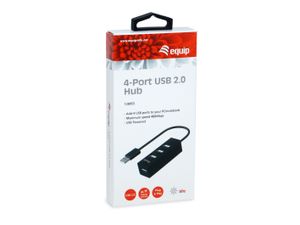 Equip 128955 interface hub USB 2.0 480 Mbit/s Zwart