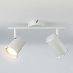 HOFTRONIC™ Riga LED Plafondlamp 2 spots Wit - Draaibaar en Dimbaar - 2 lichts Dubbel - GU10 2700K Warm wit - Plafondspot woonkamer en gang - Opbouwspot verlichting