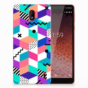 Nokia 1 Plus TPU Hoesje Blokken Kleurrijk