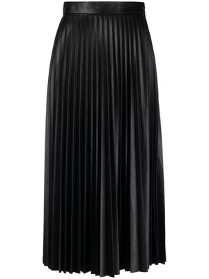 MM6 Maison Margiela jupe en cuir artificiel à design plissé - Noir