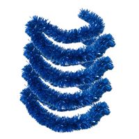 4x stuks kerstboom folie slingers/lametta guirlandes van 180 x 12 cm in de kleur glitter blauw