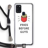 Fries before guys: Samsung Galaxy A21s Transparant Hoesje met koord