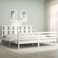 Bedframe met hoofdbord massief hout wit
