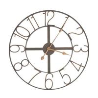 Clayre & Eef Wandklok Ø 60 cm Bruin Ijzer Rond Muurklok