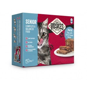 Voskes Senior - Paté tonijn met kabeljauw & sperziebonen natvoer kat (8x85 g) 2 verpakkingen (16 x 85 g)