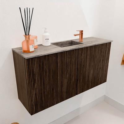 Toiletmeubel Mondiaz Joya Dlux | 80 cm | Meubelkleur Walnut | Faye wastafel Oza Wasbak Midden | 1 kraangat