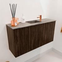 Toiletmeubel Mondiaz Joya Dlux | 80 cm | Meubelkleur Walnut | Faye wastafel Oza Wasbak Midden | 1 kraangat