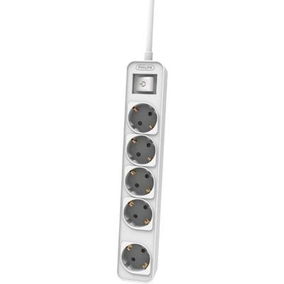 Stopcontactenstrip 5 Tomas met Interruptor Philips CHP2154W/12