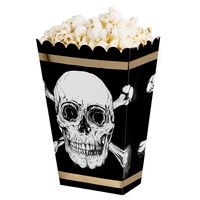 12x Popcorn bakjes/snoepbakjes piraat/doodshoofd thema 22 cm