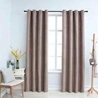 VidaXL Gordijn verduisterend met metalen ringen 2 st 140x175 cm taupe