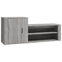 vidaXL Schoenenkast 130x35x54 cm bewerkt hout grijs sonoma