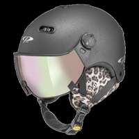 CP Carachillo Leo Ears Skihelm met Vizier zwart | Extra veilig! | Meekleurend vizier