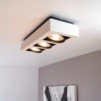 Castor bianco nero III by LUSENZ - Rechthoekige 3-lichts plafondlamp met richtbare spots, mat witte coating en matzwart interieur