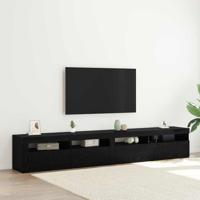 3-delige TV-kastenset met LED-verlichting in zwart eiken engineered hout