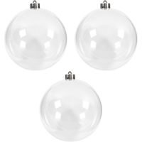 3x Transparante DIY kerstballen 13,5 cm - thumbnail