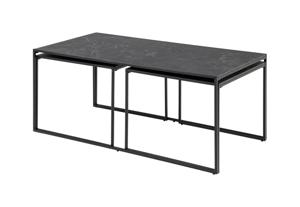 Bendt Salontafel Anker Set van 3 stuks, Marmerlook - Zwart