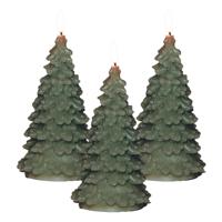 Anna's Collection LED kerstboom kaars - 3x - groen - 20 cm - kerstkaars - kerstdiner kaarsen