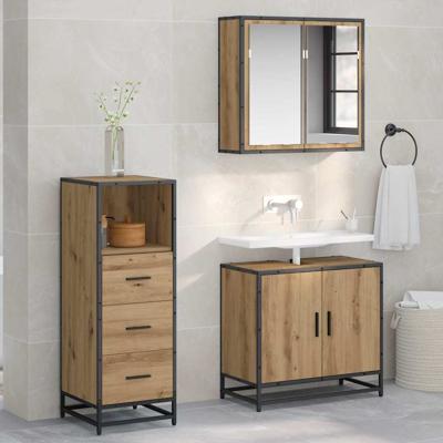 Badkamermeubelset 3 pcs artisanaal eikenkleurig 65 x 33 x 60 cm