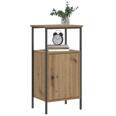 Nachtkastjes 2 st 41x31x80cm bewerkt hout artisanaal eikenkleur