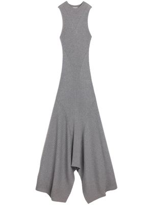 AMI Paris robe en maille nervurée à design asymétrique - Gris