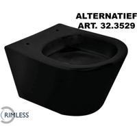 Wiesbaden Vesta Rimless Wandcloset - Mat Zwart Design Toilet